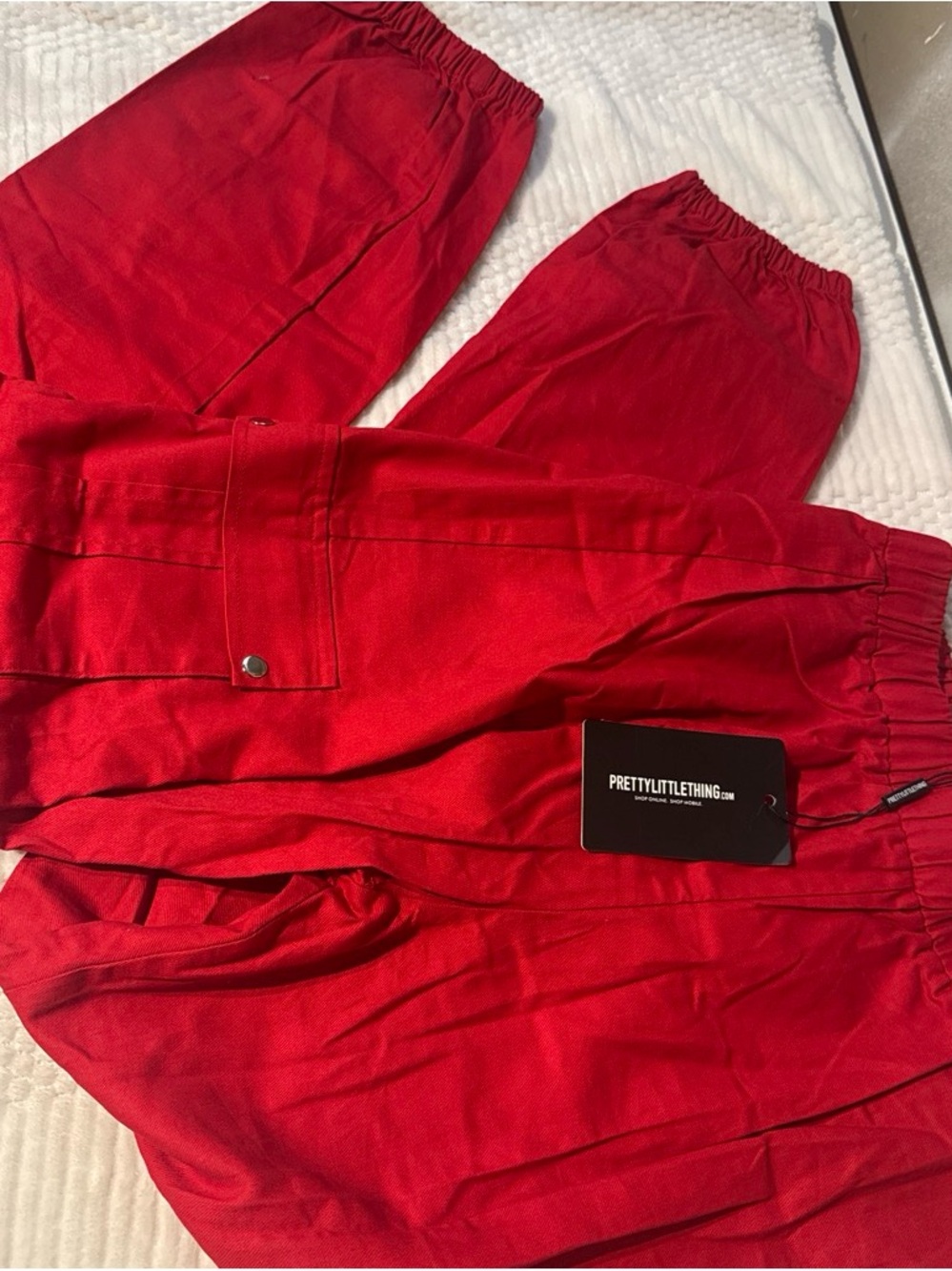 PRETTYLITTLETHING Red Cargo Jogger Pants